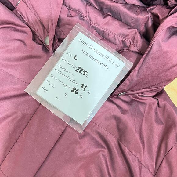 J Jill Down Fill Puffer Coat Jacket Burgundy Red Removable Hood Women's Large - Picture 11 of 11